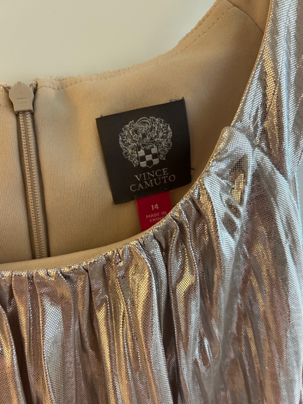 Vince Camuto Metallic Pleated Halter Dress - Picture 8 of 10